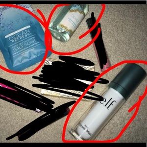 Primer, setting spray and facial scrub